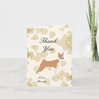 Basenji on Tan Leaves Thank You Card