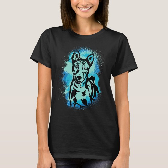Basenji Paint Blue Design Dog Mom Dad T-Shirt (Front)