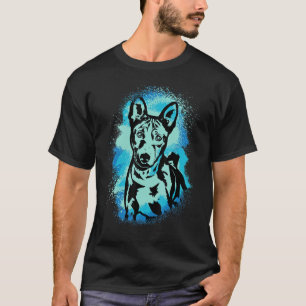 Basenji Paint Blue Design Dog Mom Dad T-Shirt