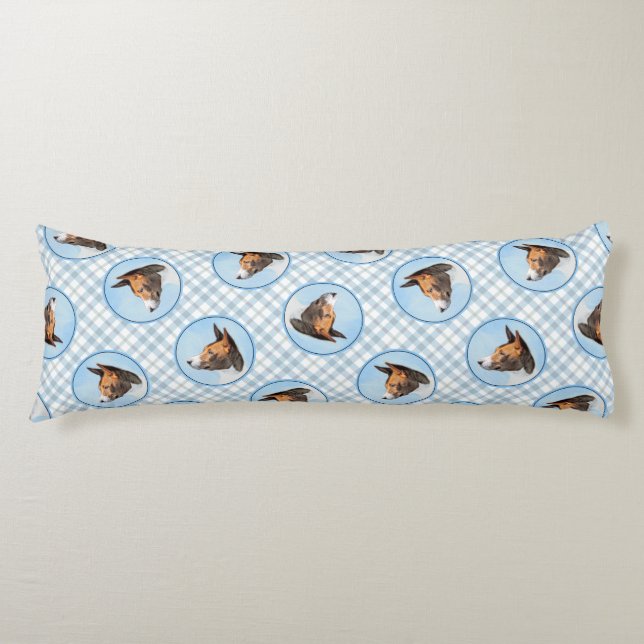 Basenji Painting Chestnut Red Brindle Cute Dog Art Body Cushion (Front)