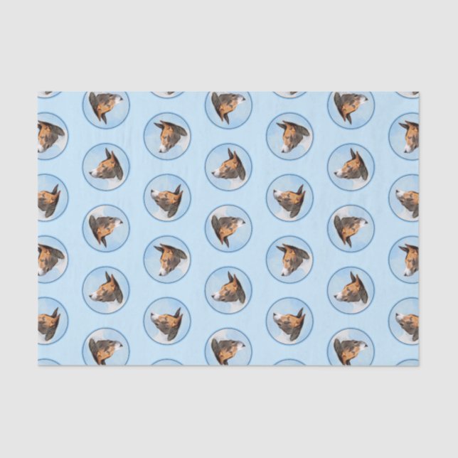 Basenji Painting Chestnut Red Brindle Cute Dog Art Tissue Paper (Front)