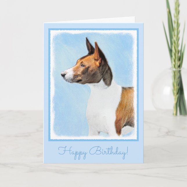 Basenji Painting - Cute Original Art Card (Front)
