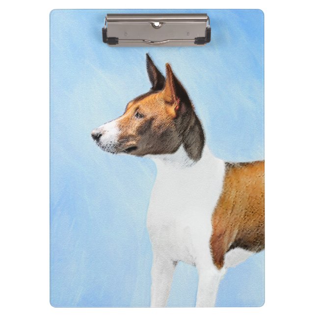 Basenji Painting - Cute Original Art Clipboard (Front)