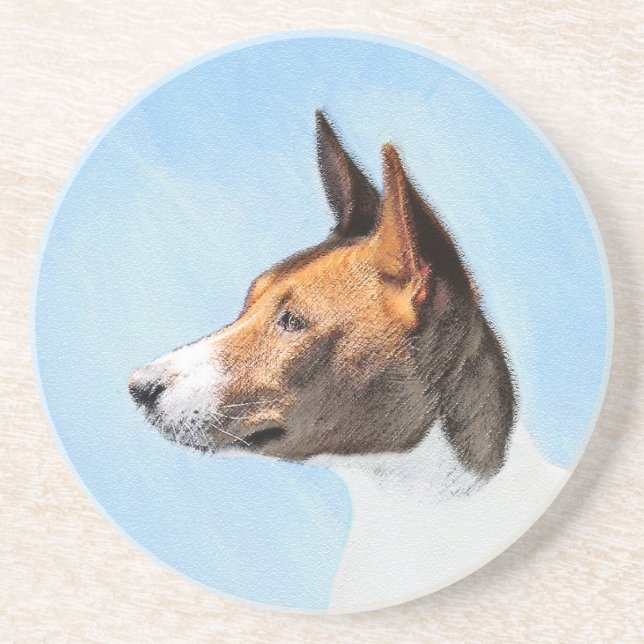 Basenji Painting - Cute Original Art Coaster (Front)