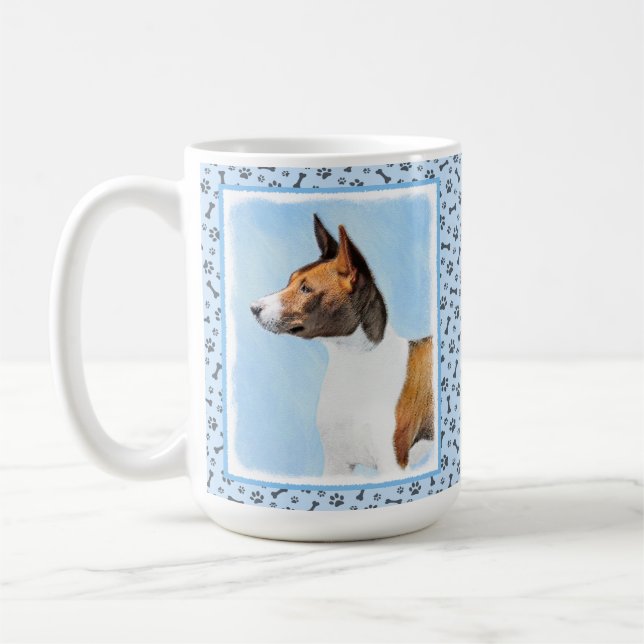 Basenji Painting - Cute Original Art Coffee Mug (Left)