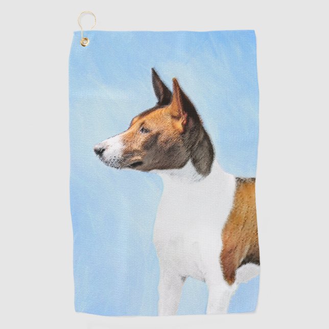 Basenji Painting - Cute Original Art Golf Towel (Front)