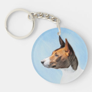 Basenji Painting - Cute Original Art Key Ring