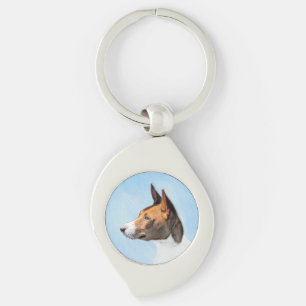 Basenji Painting - Cute Original Art Key Ring