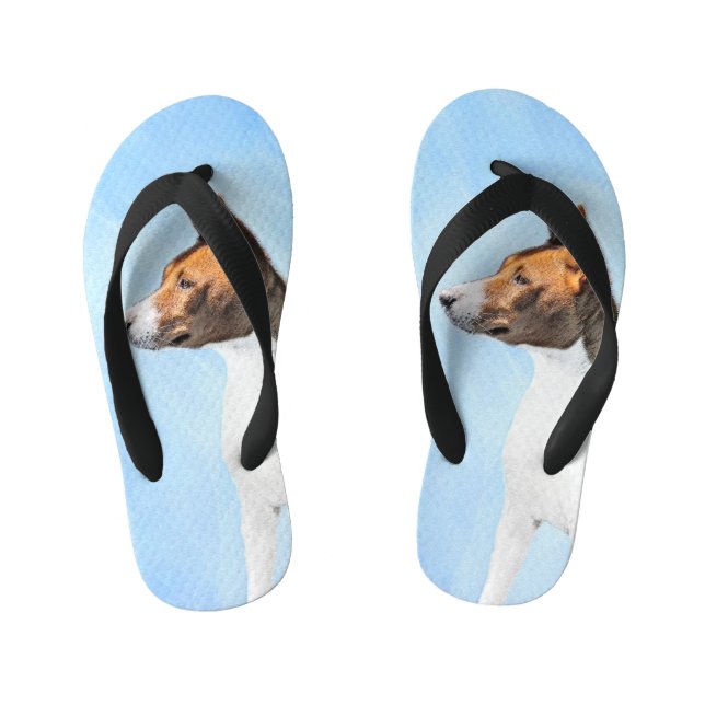 Basenji Painting - Cute Original Art Kid's Flip Flops (Footbed)