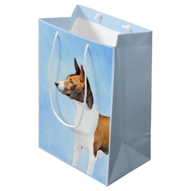 Basenji Painting - Cute Original Art Medium Gift Bag (Front Angled)