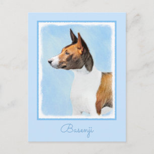 Basenji Painting - Cute Original Art Postcard