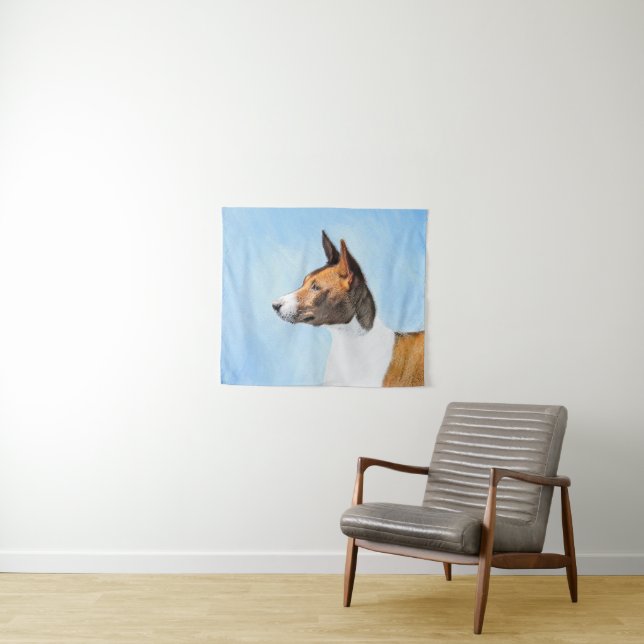 Basenji Painting - Cute Original Art Tapestry (In Situ (Horizontal))