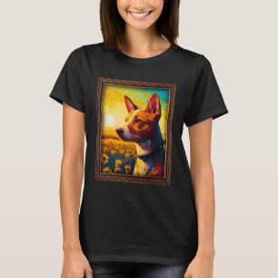 Basenji Painting Sunflower Flower Mum Women Floral T-Shirt