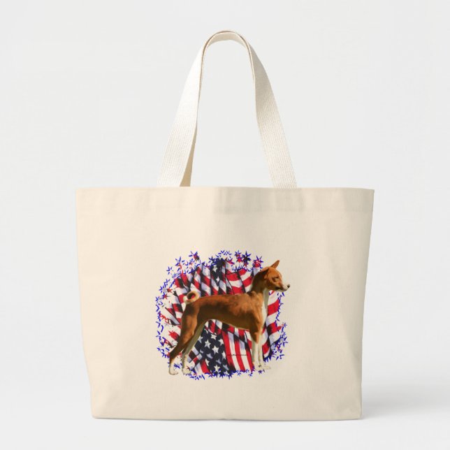 Basenji Patriot Large Tote Bag (Front)