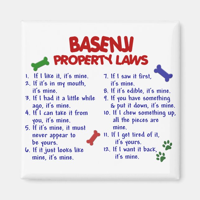BASENJI Property Laws 2 Magnet (Front)