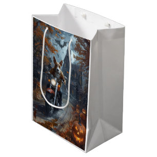 Basenji Riding Motorcycle Halloween Scary Medium Gift Bag