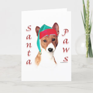 Basenji Santa Paws Holiday Card