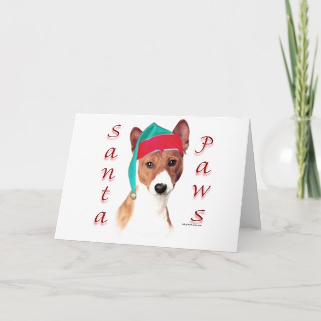 Basenji Santa Paws Holiday Card (Front)
