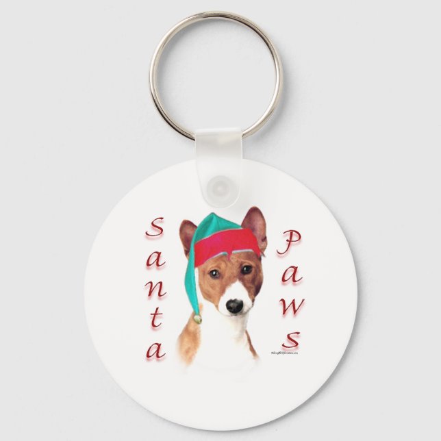 Basenji Santa Paws Key Ring (Front)