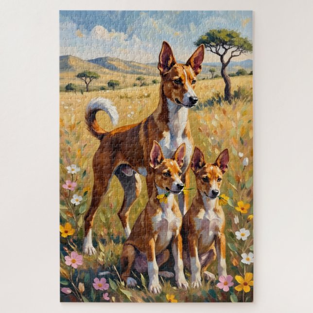 Basenji Savanna Bloom Art Jigsaw Puzzle (Vertical)