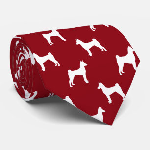 Basenji Silhouettes Pattern Red Tie