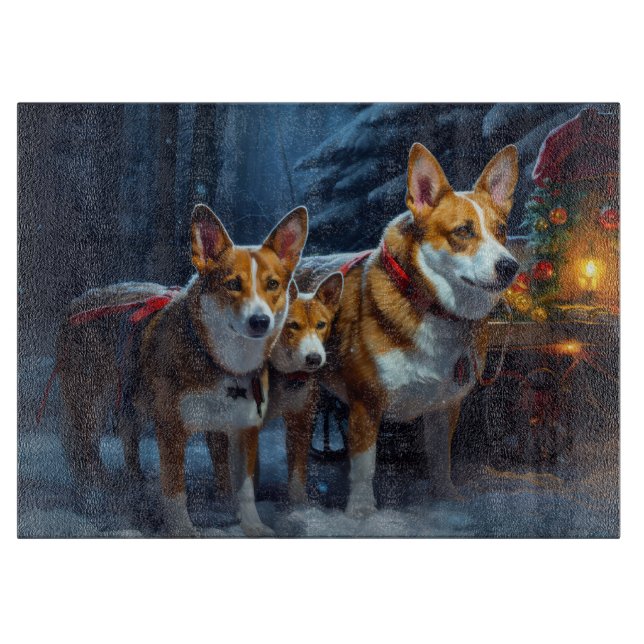 Basenji Snowy Sleigh Christmas Decor Cutting Board (Front)