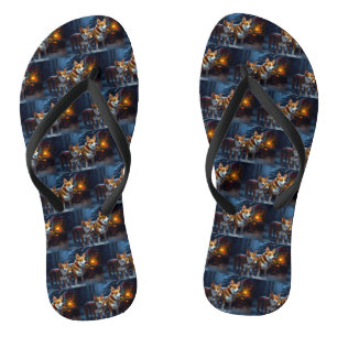 Basenji Snowy Sleigh Christmas Decor Flip Flops