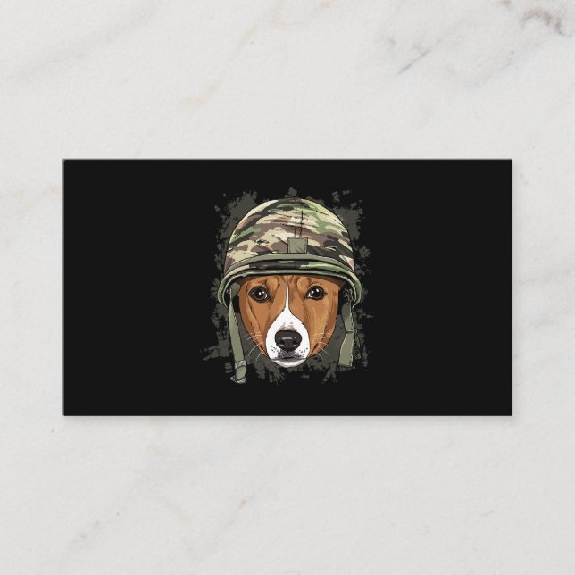 Basenji Soldier Veteran DogArmy Dog Lover 617 Business Card (Front)