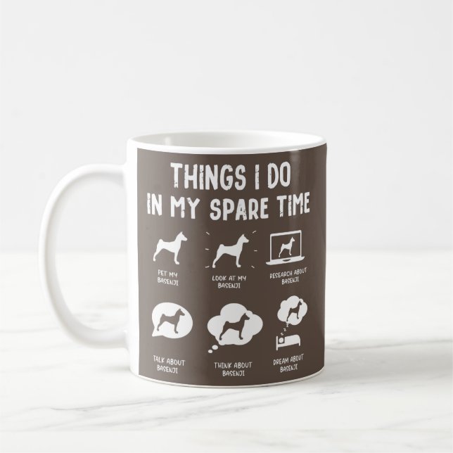 Basenji Things Do Spare Time Funny Dog Mom Dad  Coffee Mug (Left)