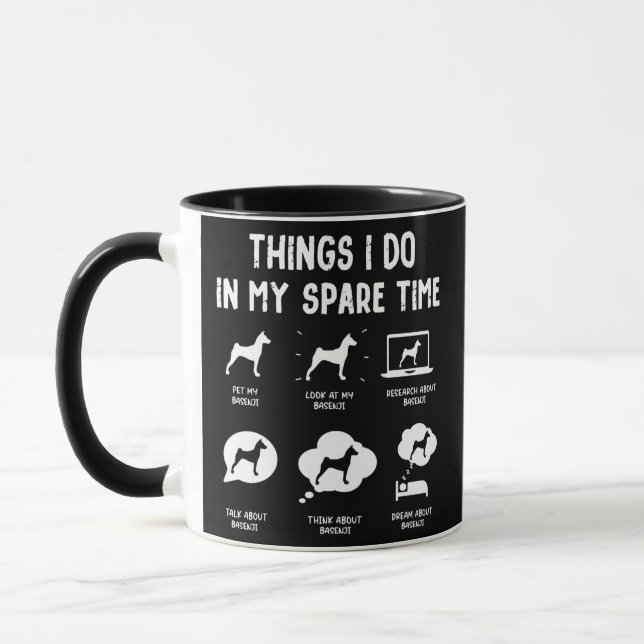 Basenji Things Do Spare Time Funny Dog Mom Dad  Mug (Left)