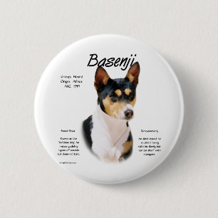 Basenji (tricolor) History Design 6 Cm Round Badge