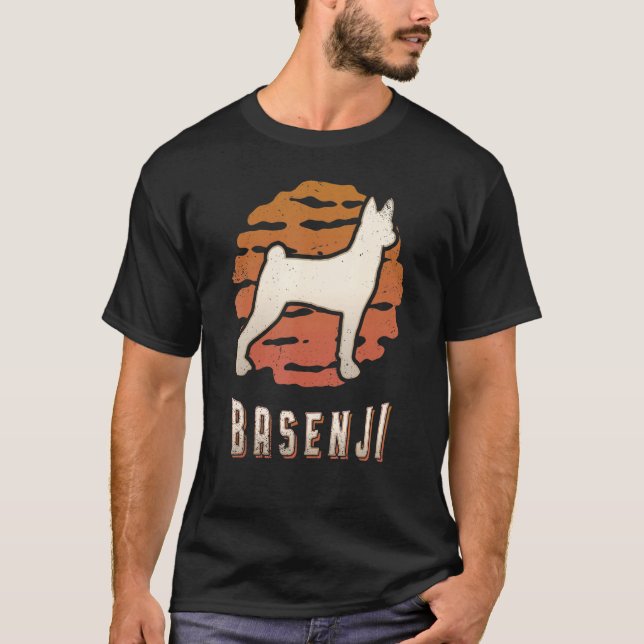 Basenji Vintage Retro Classic Dog Sunset T-Shirt (Front)