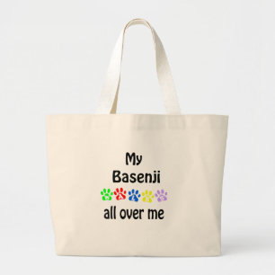 Basenji Walks Design Large Tote Bag