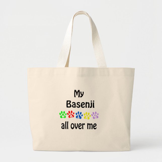 Basenji Walks Design Large Tote Bag (Front)