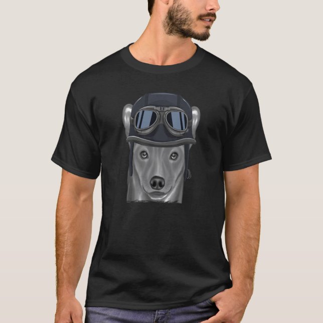 Basenji Wearing Vintage Motorcycle Helmet T-Shirt (Front)