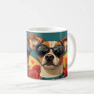 Basenji With Heart Roses Valentine's Day Coffee Mug