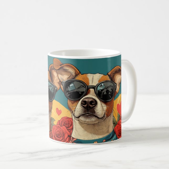Basenji With Heart Roses Valentine's Day Coffee Mug (Front Right)