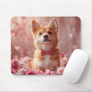 Basenji with Roses - Valentine's Day Mouse Mat
