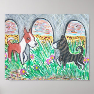 Basenjis at the Beach Art Poster