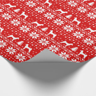 Basenjis Christmas Sweater Pattern Red Wrapping Paper