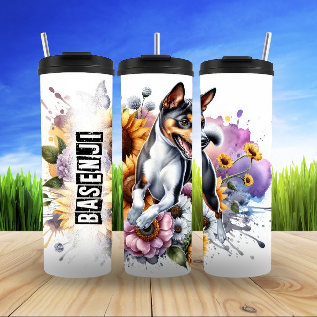 Basenji's Vibrant Floral Energy Thermal Tumbler (Creator Uploaded)