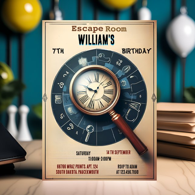 Bash Clue Spy Escape Room 7th Birthday Invitation (Creator Uploaded)