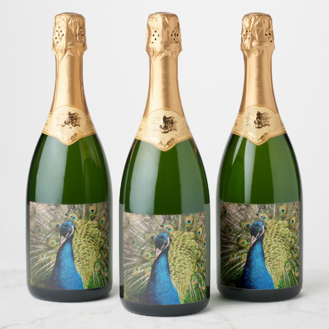 Bashful Peacock Sparkling Wine Label (Bottles)