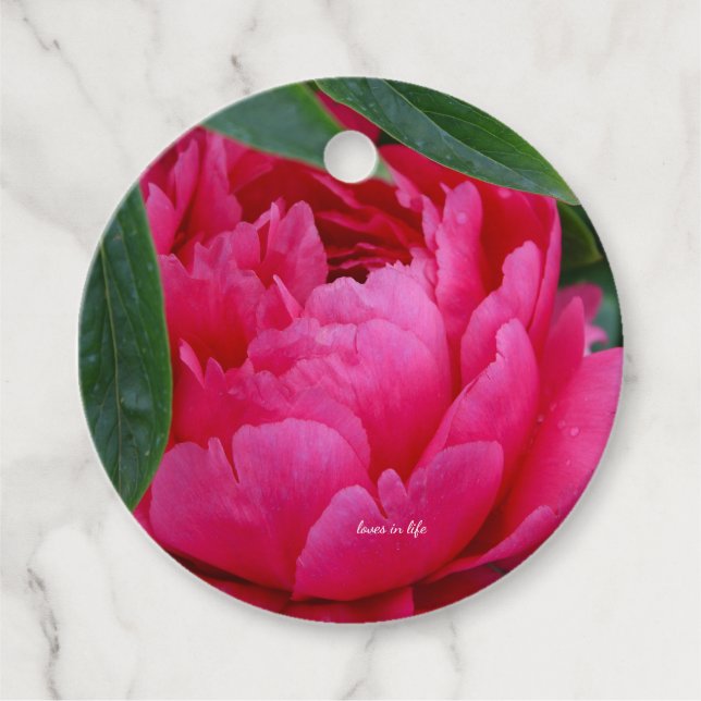 Bashful Pink Peony Favour Tags (Front)