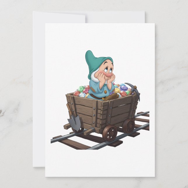 Bashful Snow White Mining Cart Diamond Art Invitation (Front)