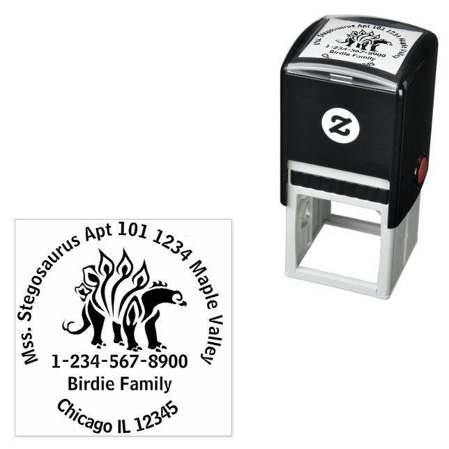 Bashful Stegosaurus Easy Contact Information  Self-inking Stamp (In Situ)