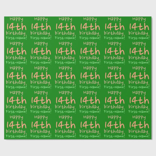 Basic 14th Birthday Wrapping Paper (Flat)