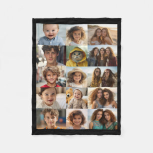 Basic 15 Photo Collage Grid Fleece Blanket