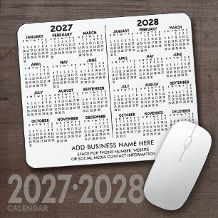 Basic 2 Year Calendar 2027 2028 year view Business Mouse Mat