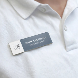 Basic Add Logo Minimalist Dusty Blue Magnet Title Name Tag